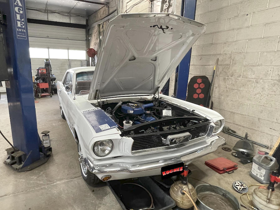 Cassic Mustang being serviced